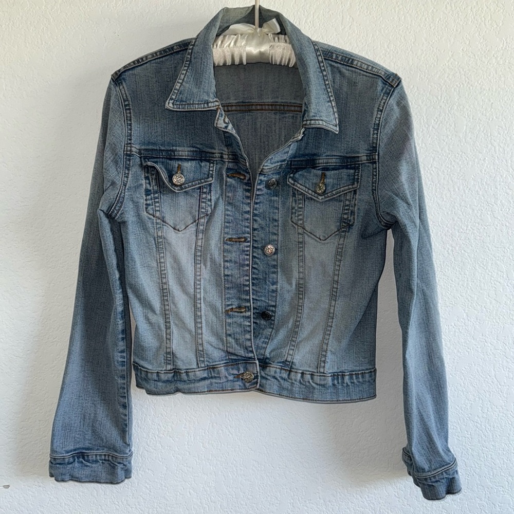 VINTAGE FOREVER 21 WOMENS DENIM JEAN JACKET CROPPED